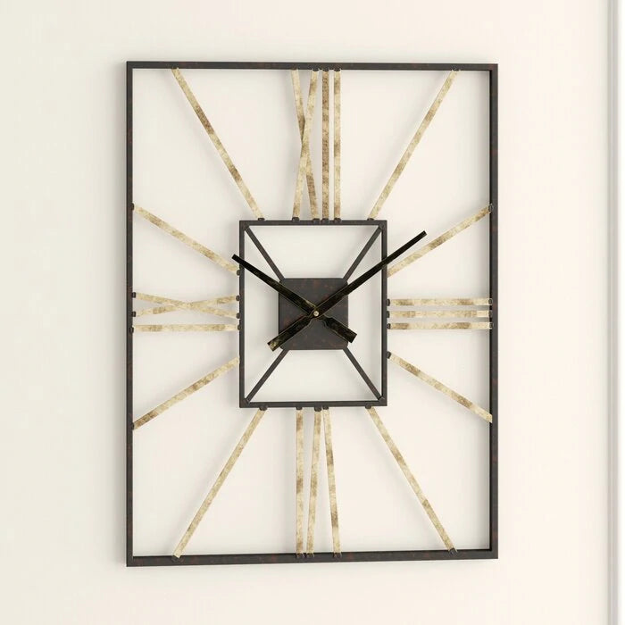 Square Metallic Wall Clock