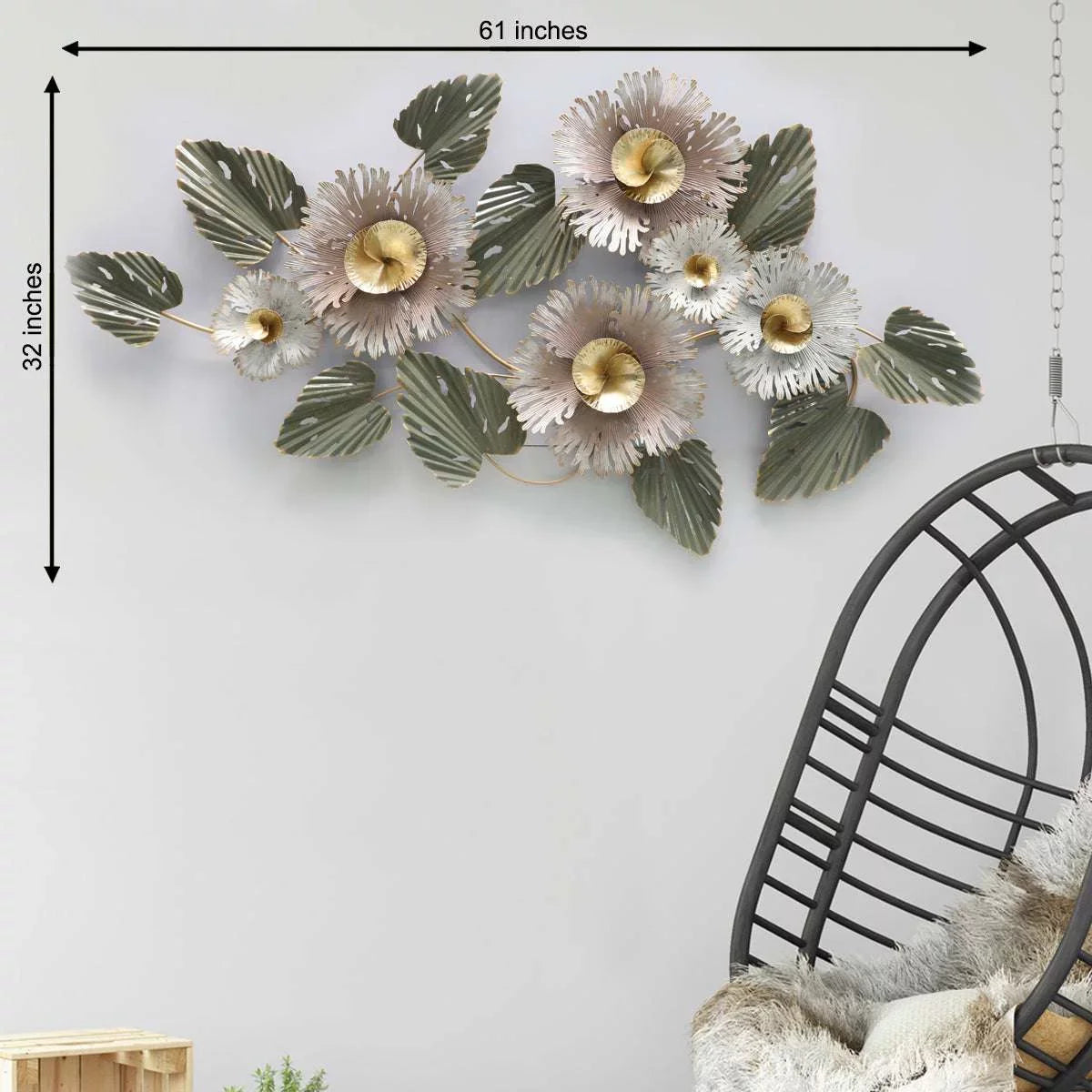 Floral Abstract Metal Wall Art (53 X 22 Inches)