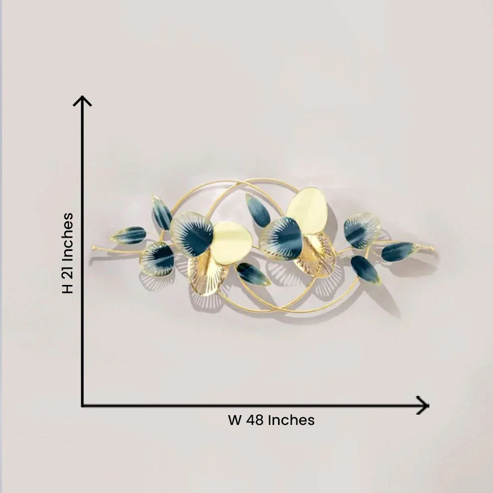 Mint Entwined Leaves Metal Wall Art