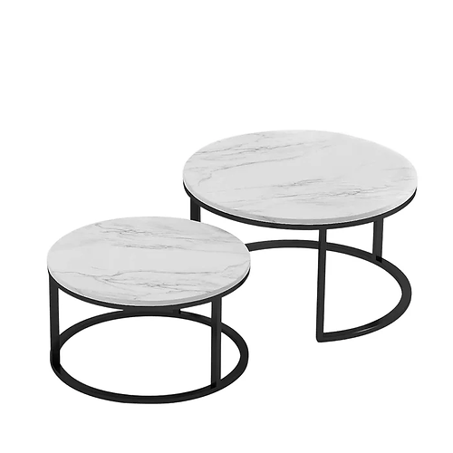 Galloy Marble Nesting Tables (Black)