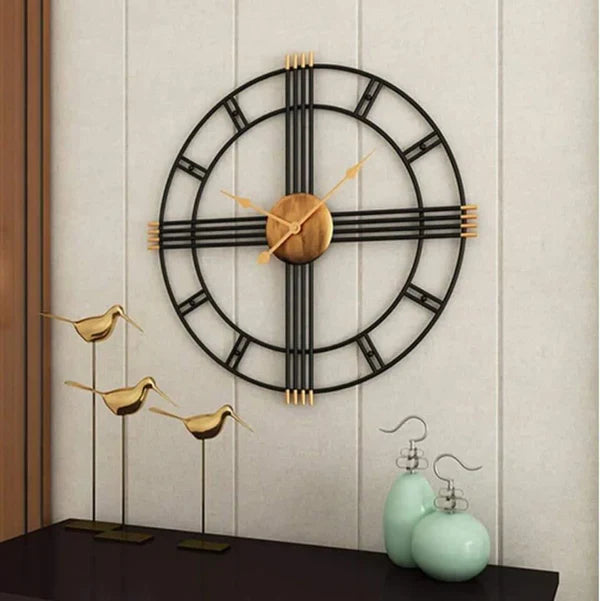 Black & Gold Piped Wall Clock