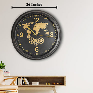 Samara Globe Round Wall clock With Moving Gear Mechanism