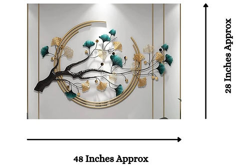 Galloy Metallic tree embracing moon wall hanging (48 x 28 Inches)