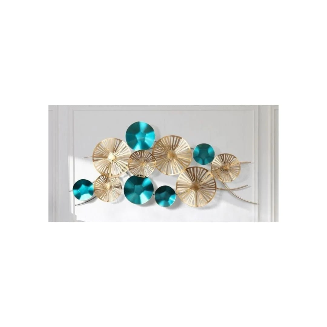 Galloy Special Sparkling Golden Blue Abstract Wall Art (48 x 24 Inches)