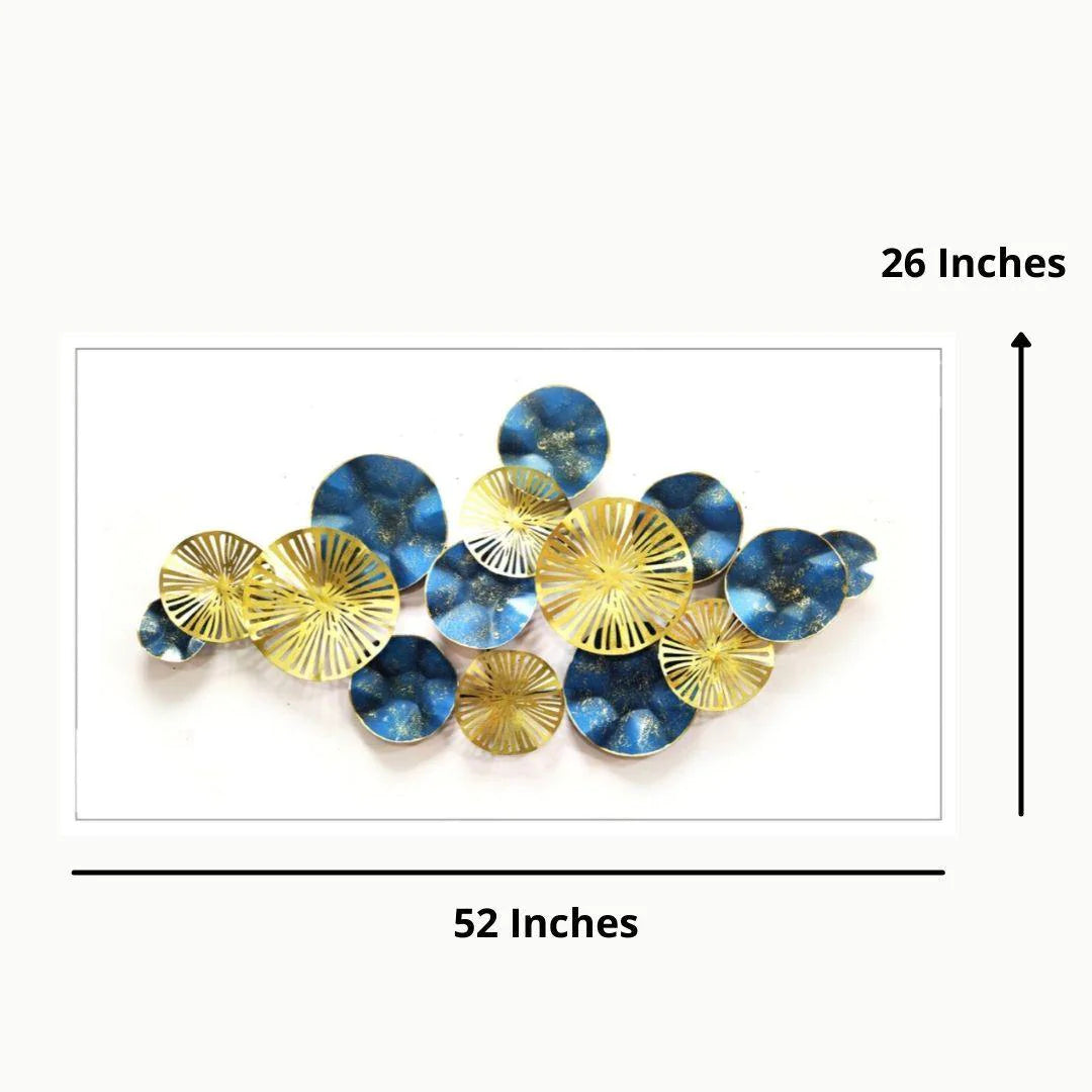 Galloy Iron decor for walls with Gold and Blue (52 x 26 Inches) For Wall