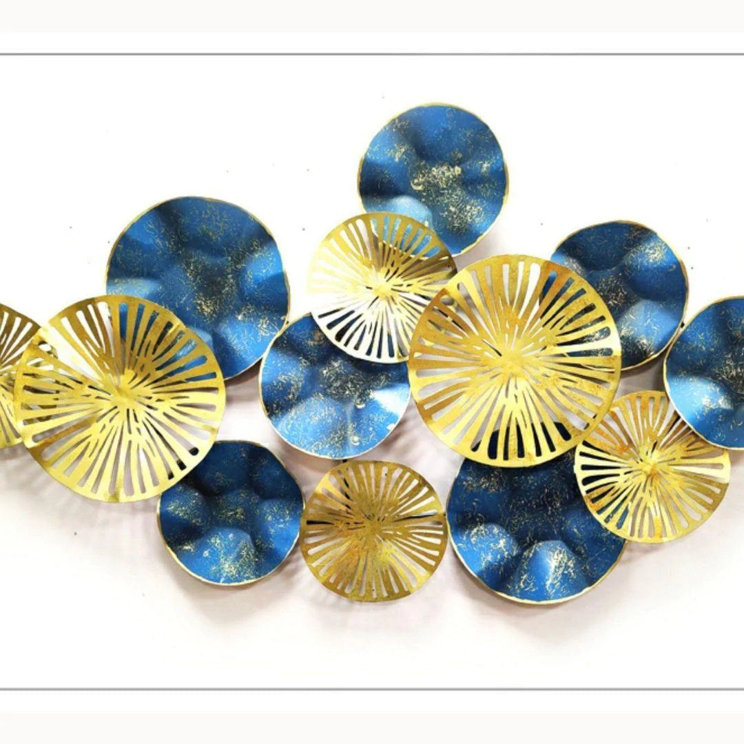 Galloy Iron decor for walls with Gold and Blue (52 x 26 Inches) For Wall