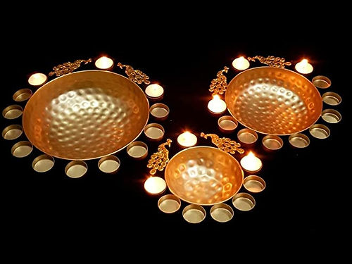 Galloy Handicrafts Peacock Decorative Urli Beautiful Bowl for Floating Flowers