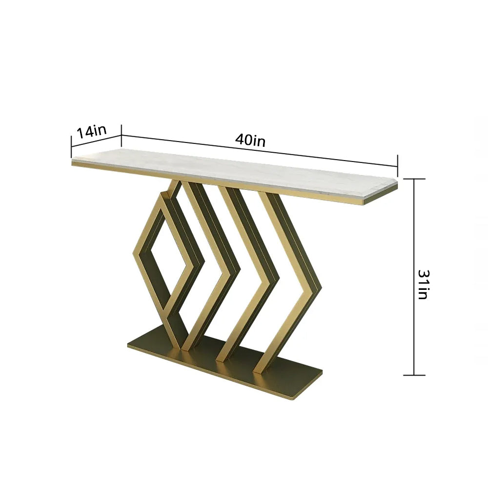 Classic Design Golden Console Table in Geometric Pattern