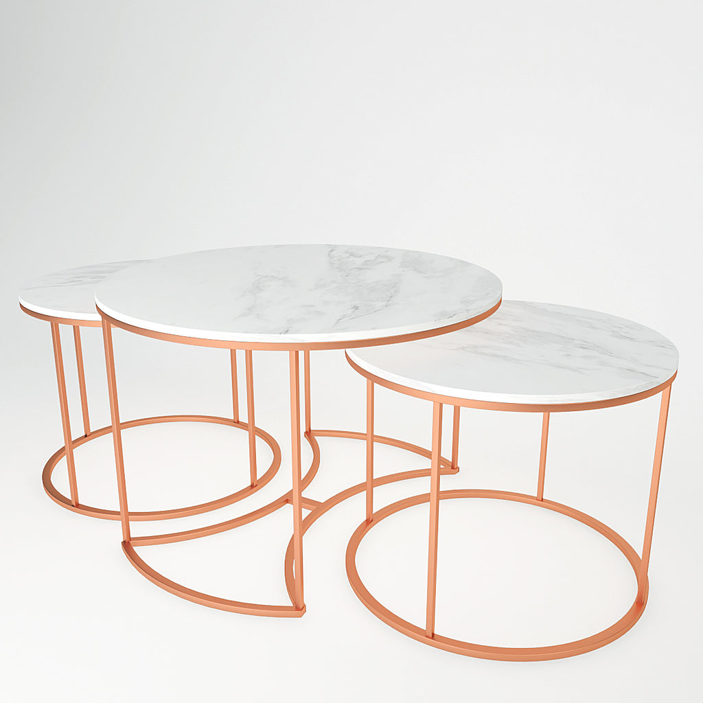 Premium Copper Nesting Trio Tables Set of 3