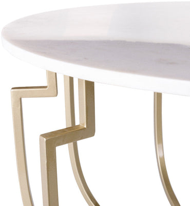 Unique Design White Marble Golden Metal Center Table