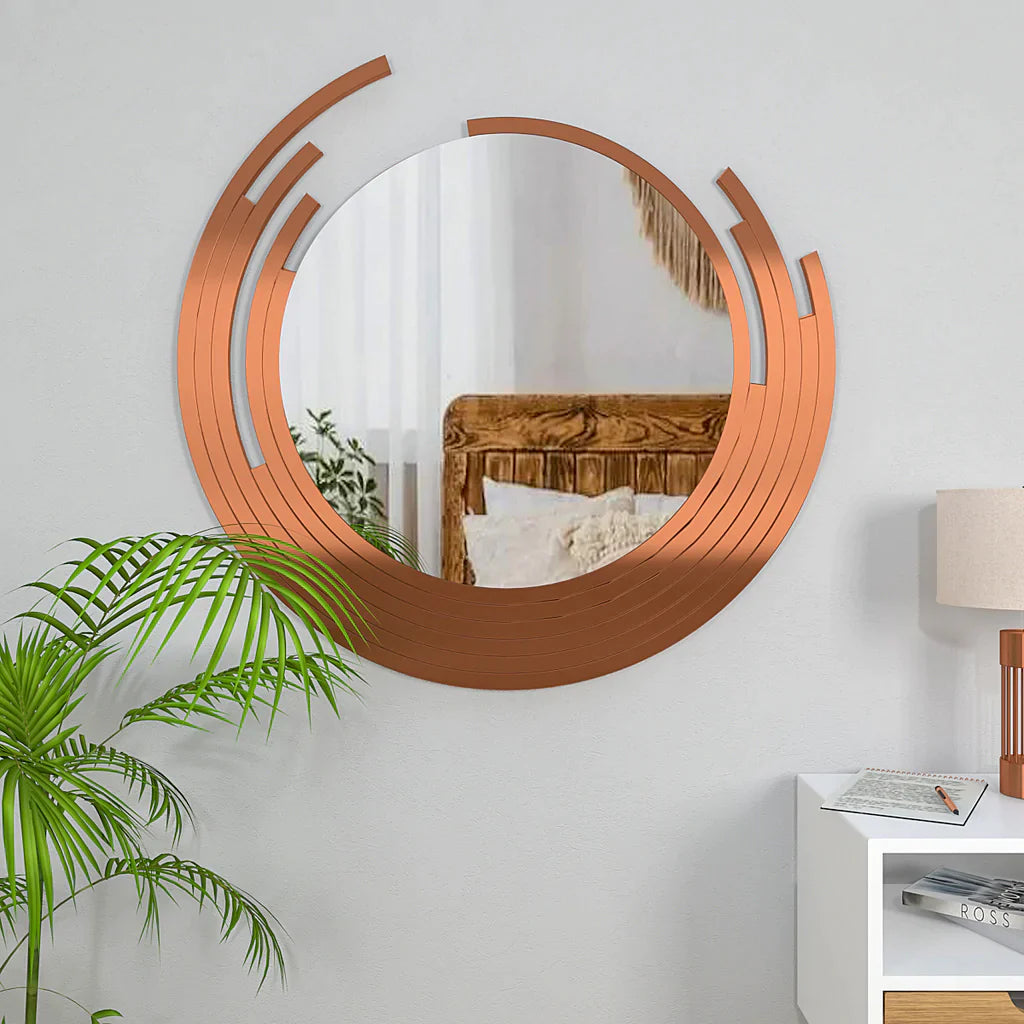Designer Copper Finish Wall Mirror