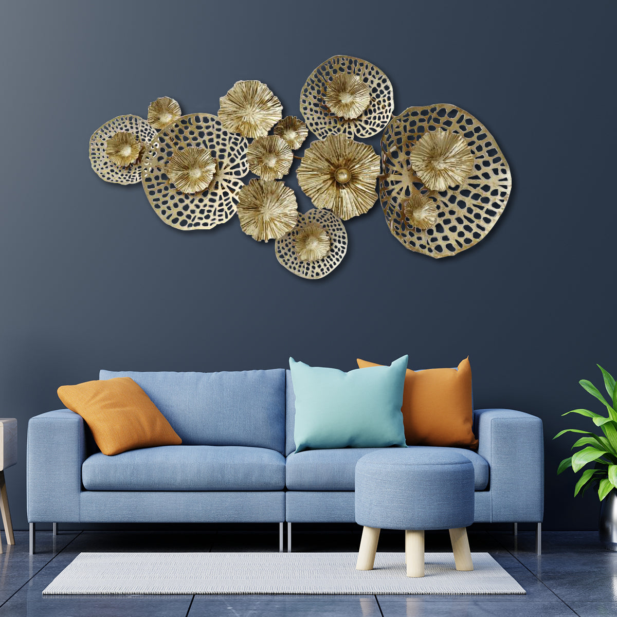 Golden Ecstasy Contemporary Metal Wall Art Panel