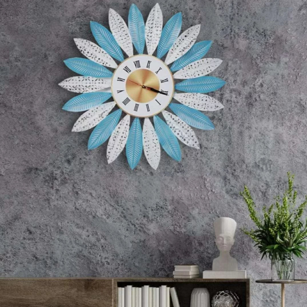 Metal Leaves Wall Clock