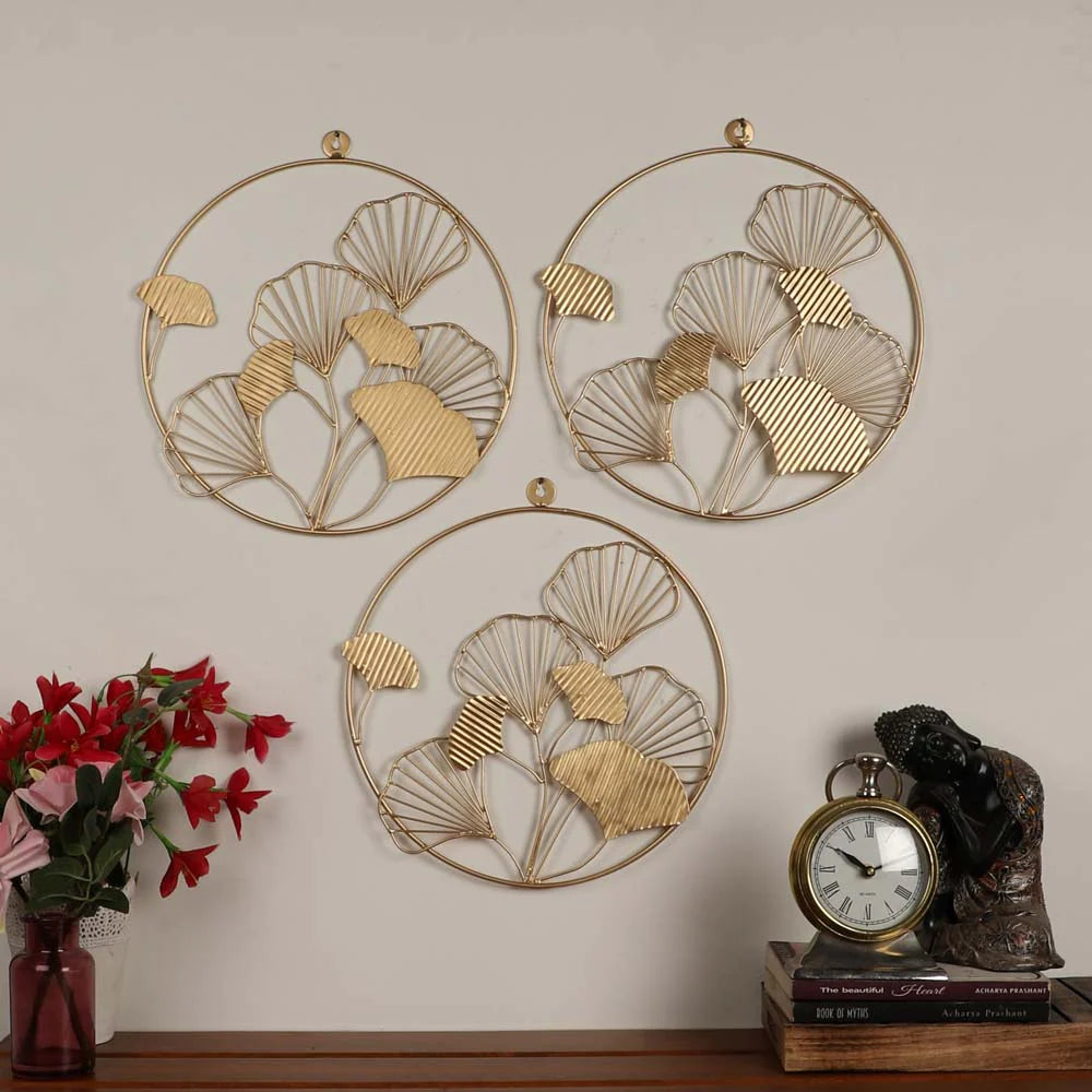 Floral Three Rings Metal Wall Decor