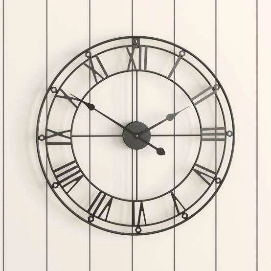 Metal Wall Clock with Roman Numerals