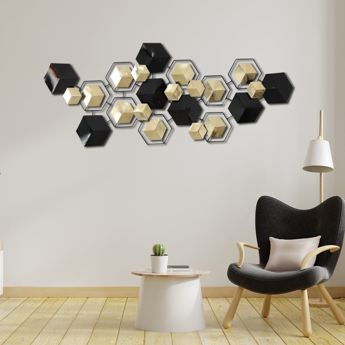 Harmonious Hexa Metal Wall Art Panel