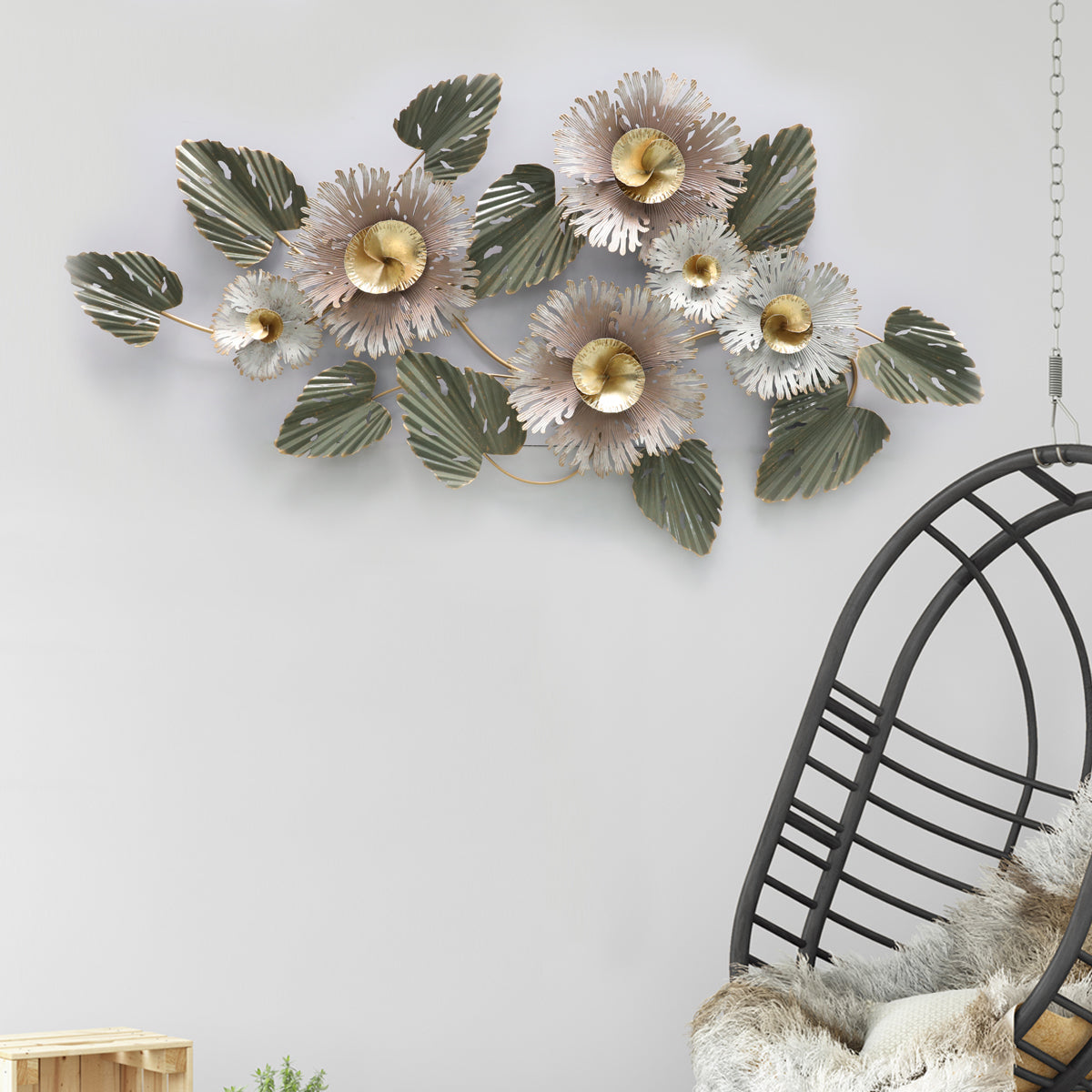 Madison Floral Affair Metal Wall Art - Gold Foil Work