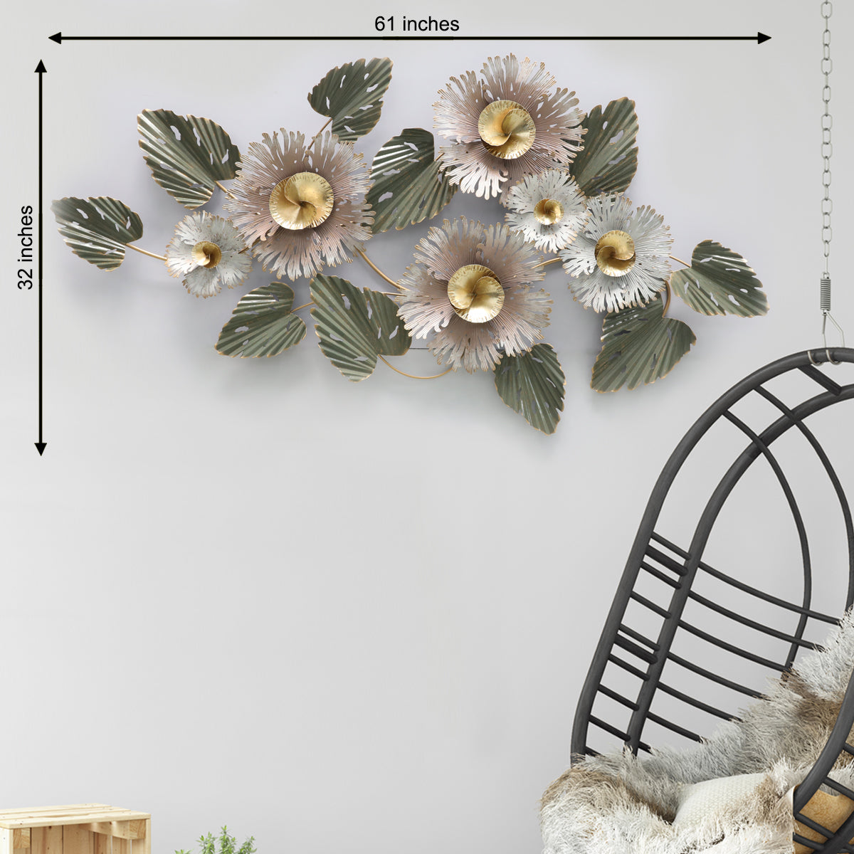 Madison Floral Affair Metal Wall Art - Gold Foil Work