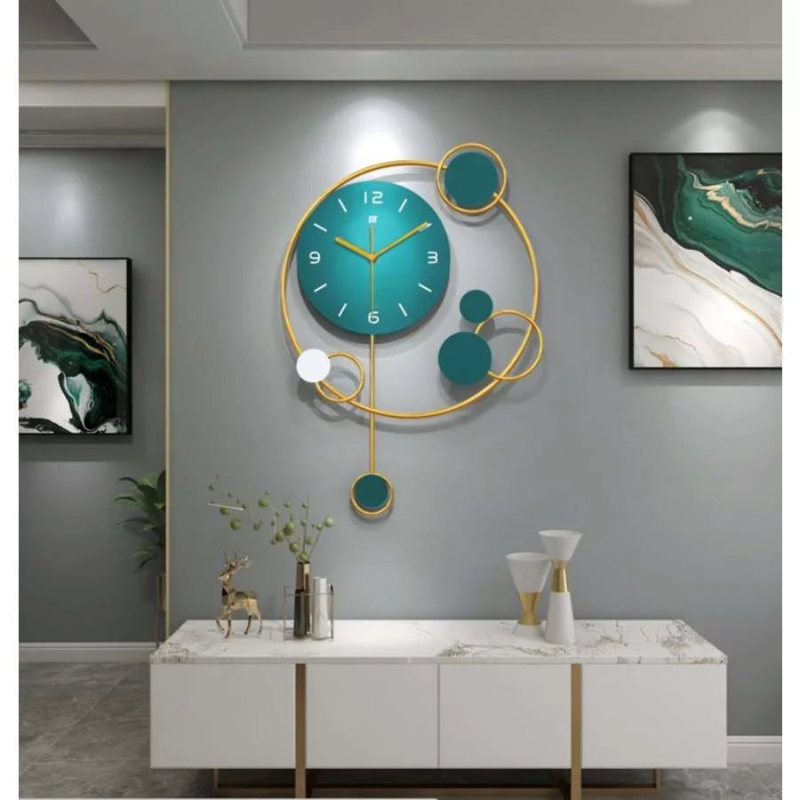 Blue Metal Wall Clock