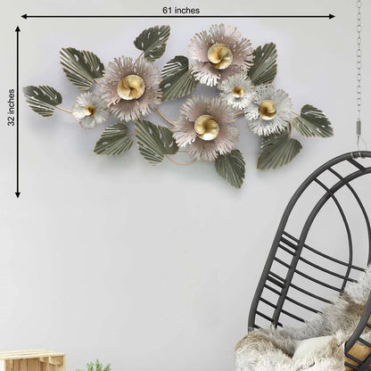 Floral Abstract Metal Wall Art (53 X 22 Inches)
