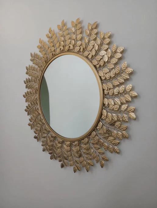 Golden Round Mirror