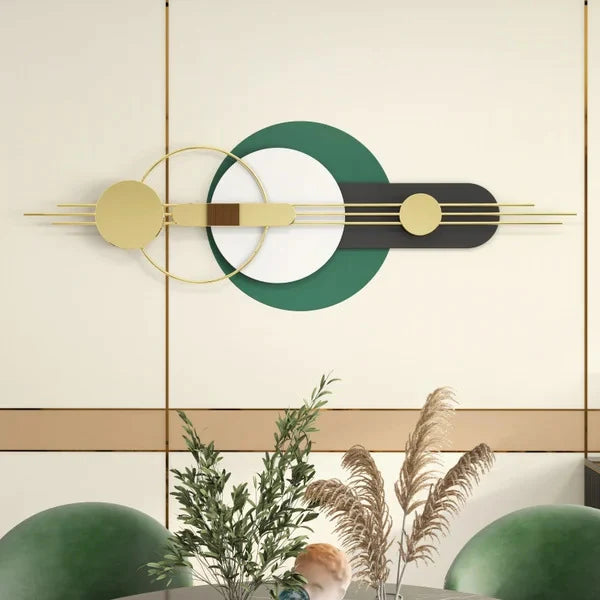 Geometric Gold and Green Metal Wall Art