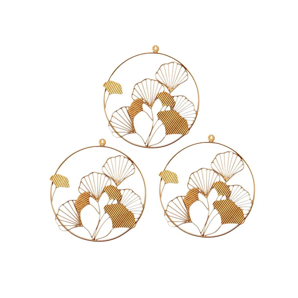 Floral Three Rings Metal Wall Decor