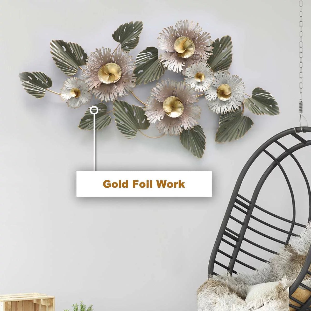 Floral Abstract Metal Wall Art (53 X 22 Inches)