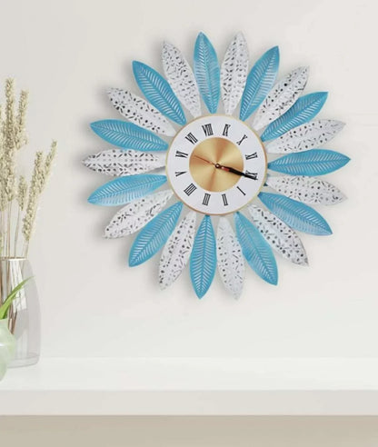 Metal Leaves Wall Clock
