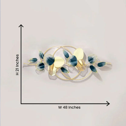 Mint Entwined Leaves Metal Wall Art