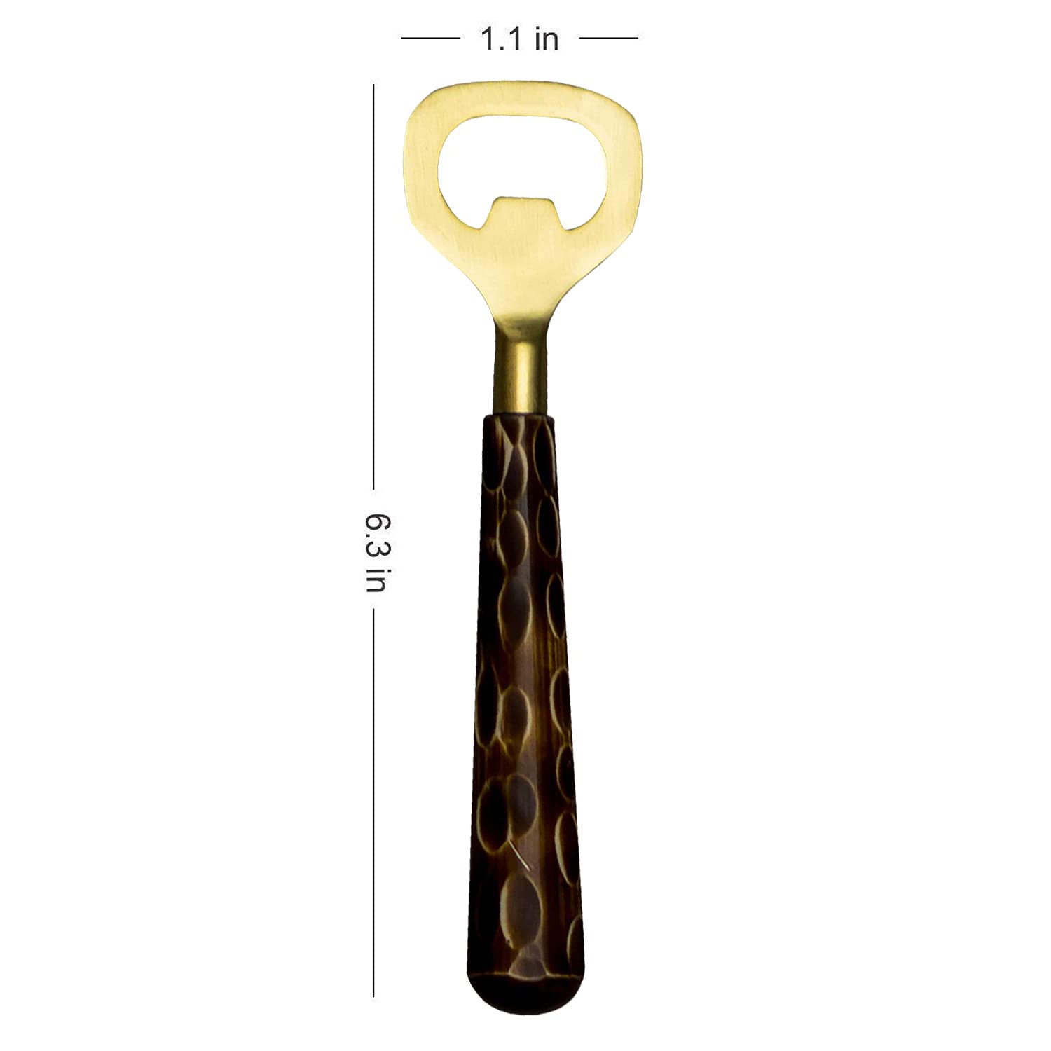 Bottle Opener for sodas, Cold Drinks & Beer, Gold Finish Brown Resin Handle