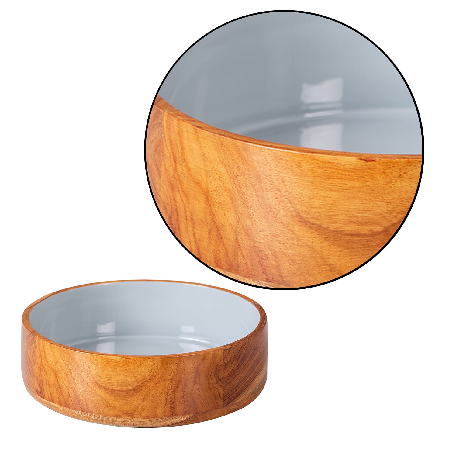 Bowl for Snacks Mixing Bowls for Kitchen | Salad Bowl with Base Wooden Desert Bowl for Serving Mixing Bowl Teak Wood