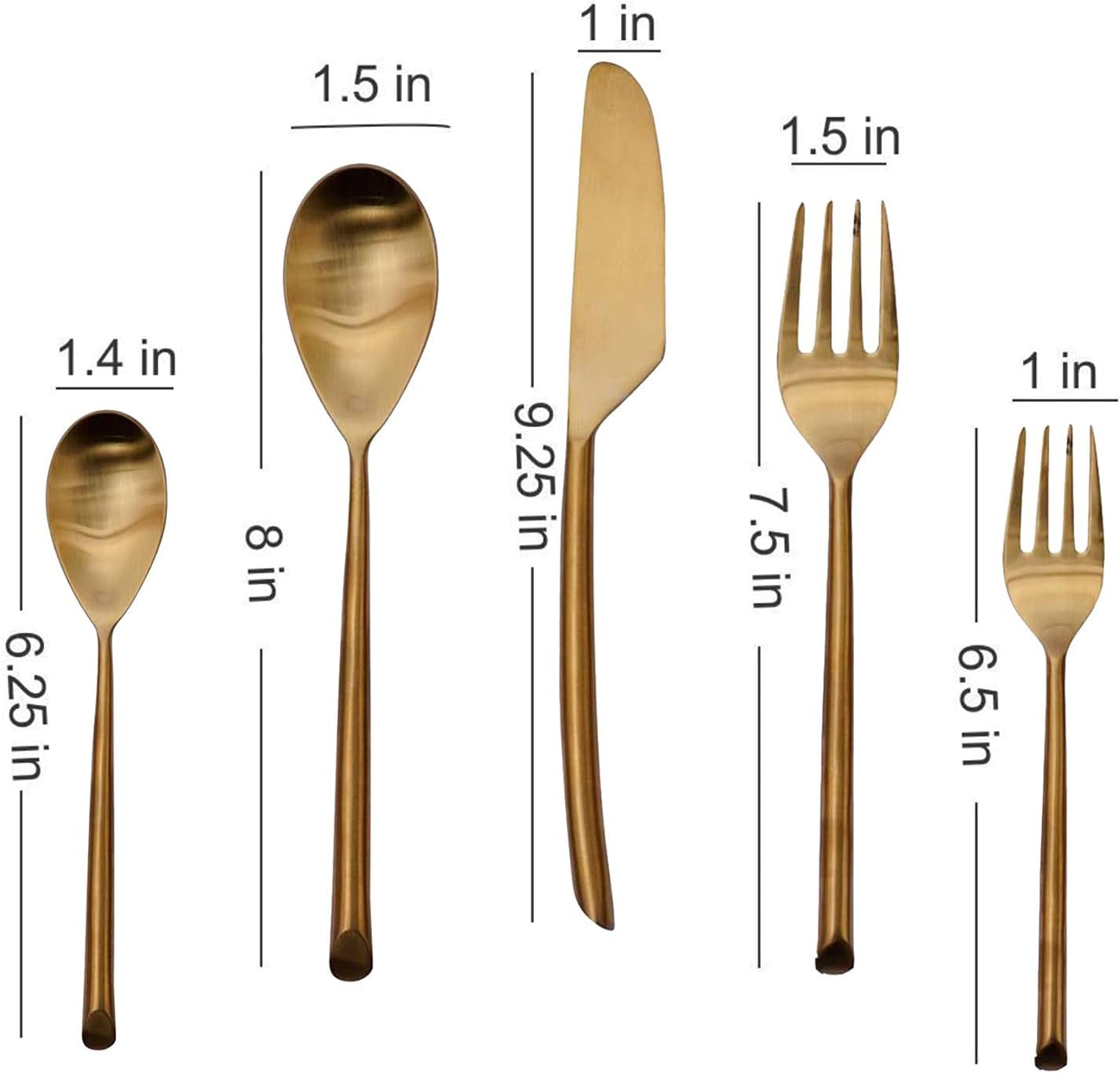 Cutlery Set of 5 Pieces Dinner Spoon, Fork & Knife Set Stainless Steel - Table Spoon, Tea Spoon, Fork & Knife Flatware for Dining Table Gifts(Gold)