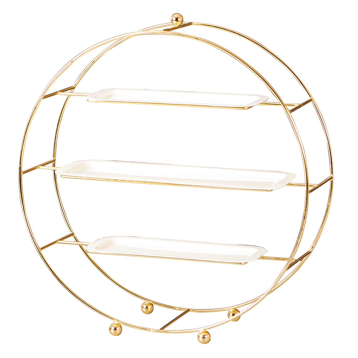 Round Serving platter table top buffet organizer platter stand with 3 Shelves