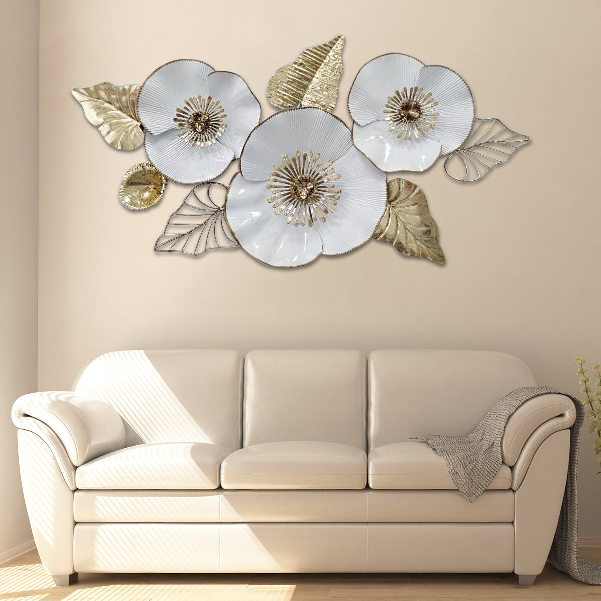 Wonderful White Blooms Wall Art Panel