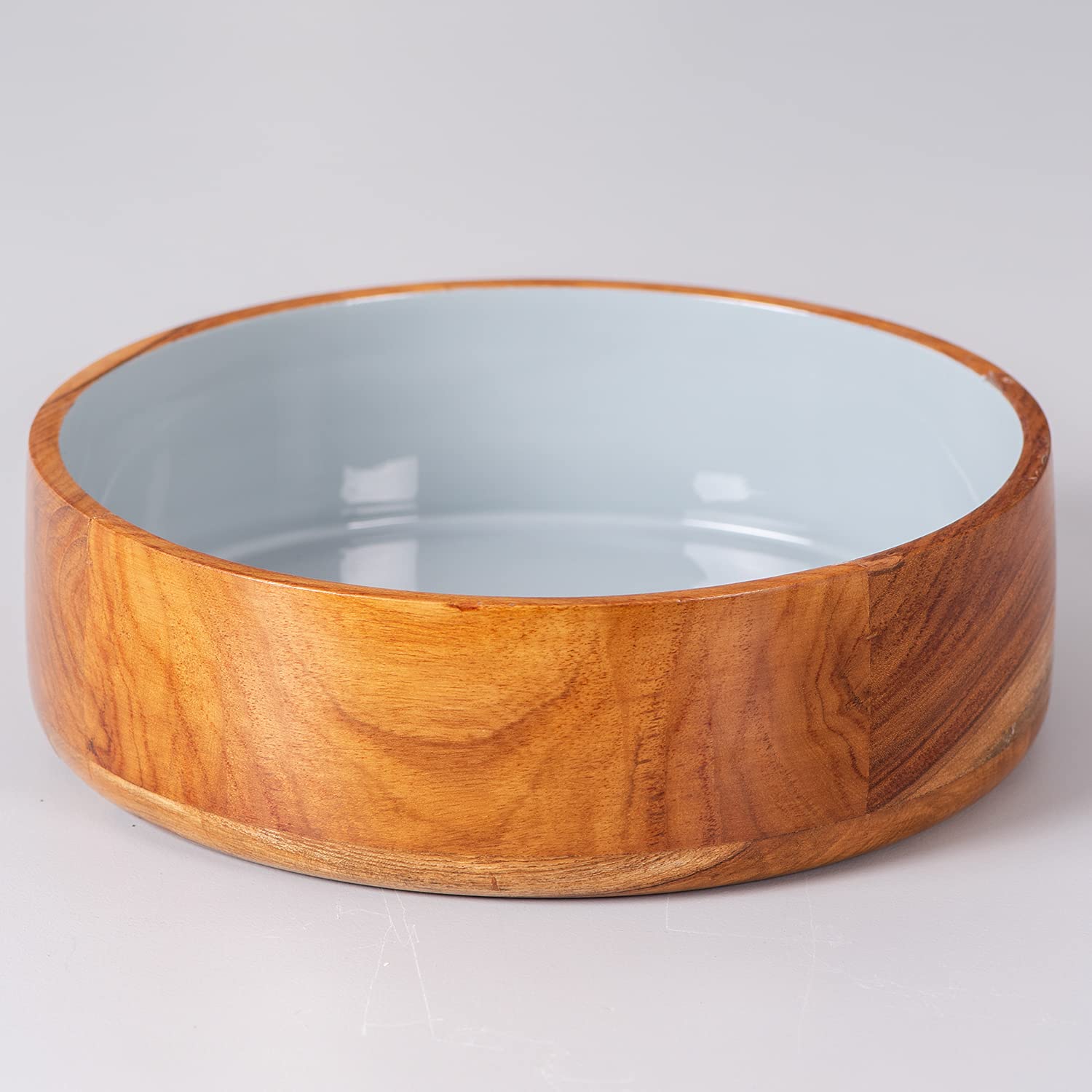 Bowl for Snacks Mixing Bowls for Kitchen | Salad Bowl with Base Wooden Desert Bowl for Serving Mixing Bowl Teak Wood