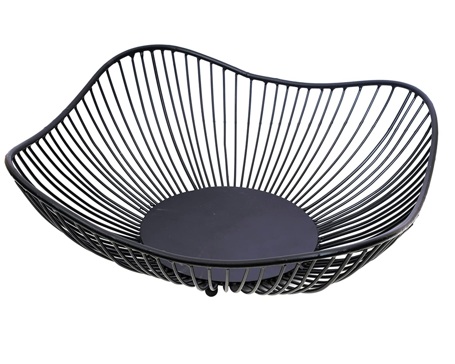 Fruit Basket Kitchen Stand vegetable basket rack stand for kitchen | Round Net baskets for storage Metal basket fruit stand storage baskets (BLACK)