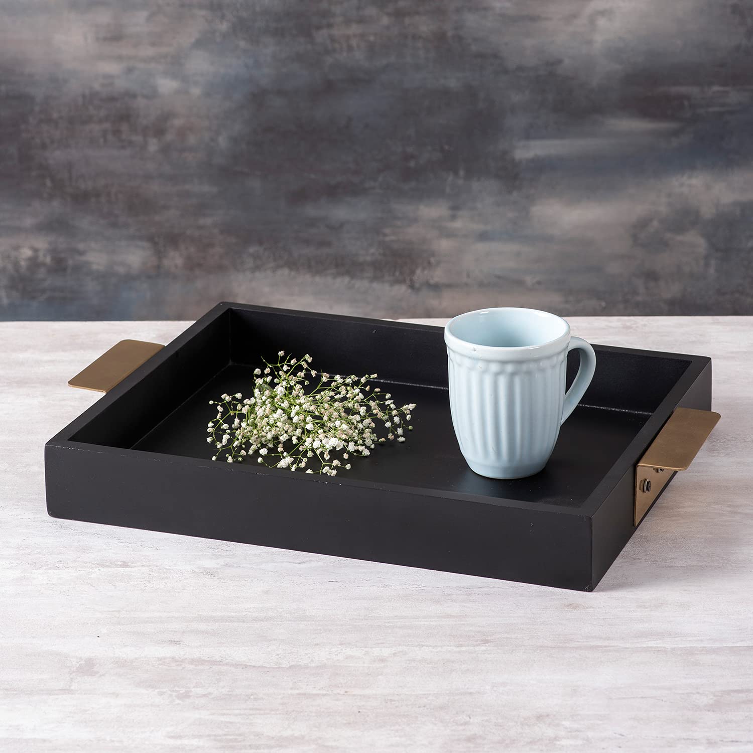 Tray for Serving Wooden Tray for Serving |MDF Tray for Dining Table Gold Handle