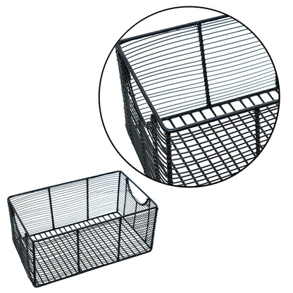 Fruit Basket Kitchen Stand vegetable basket rack stand for kitchen | Rectangular Net baskets for storage Metal basket fruit stand storage baskets with handle (BLACK)