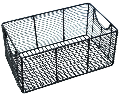 Fruit Basket Kitchen Stand vegetable basket rack stand for kitchen | Rectangular Net baskets for storage Metal basket fruit stand storage baskets with handle (BLACK)