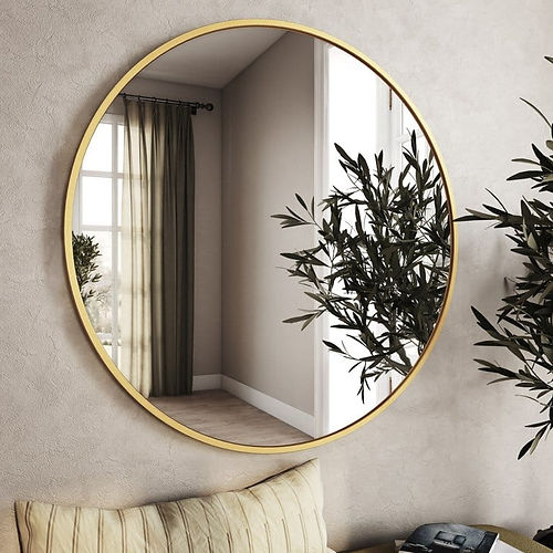 Galloy 33" Gold Round Mirror