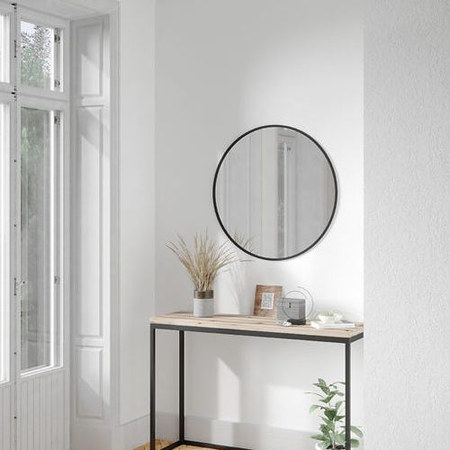 Galloy 30" Black Round Mirror