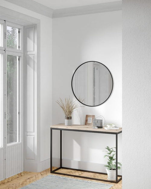 Galloy 30" Black Round Mirror