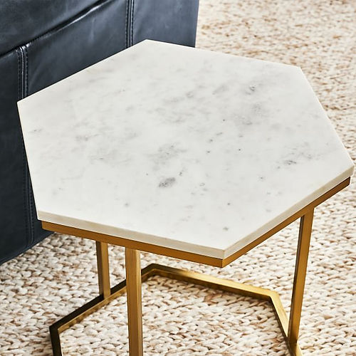 Galloy Hexagon Marble Accent Table