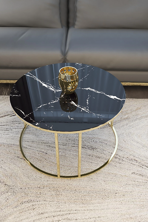 Galloy Handicrafts Town Black & Gold Coffee Table