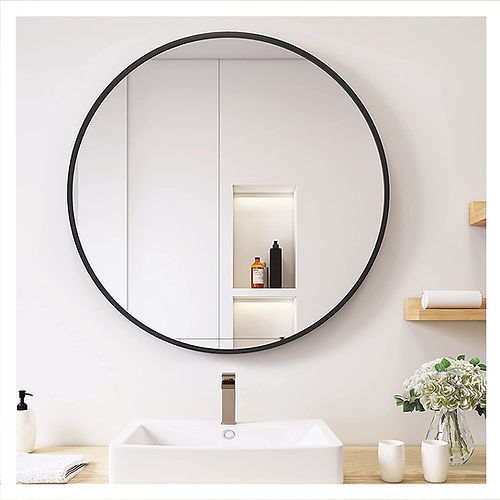 Galloy 20" Black Round Mirror