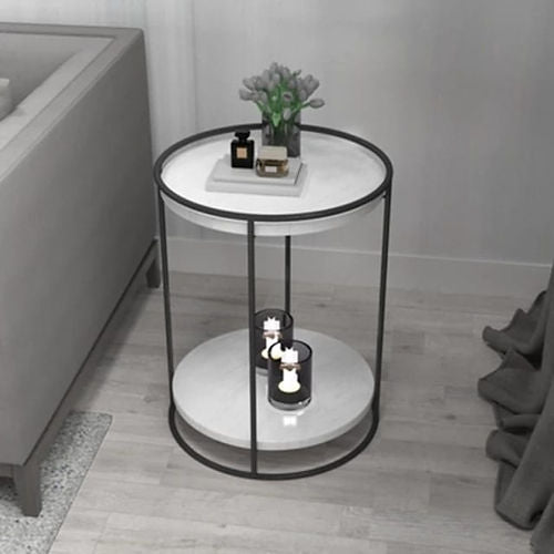 Galloy Tow Layers Marble Side Table (Black)