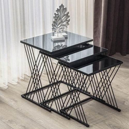 Galloy andicrafts Town Black Wire Nesting Tables Set OF 3