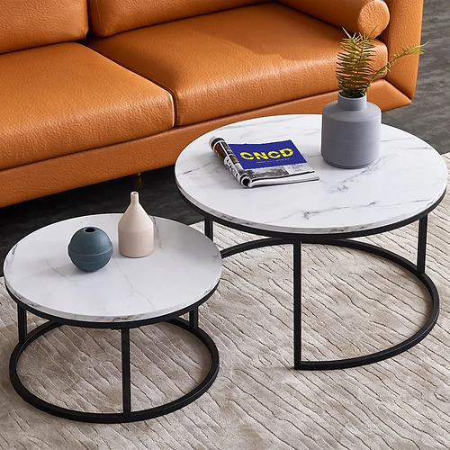 Galloy Marble Nesting Tables (Black)