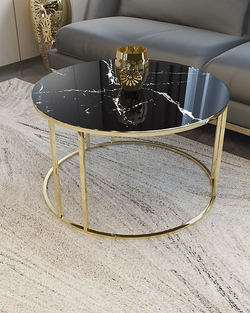 Galloy Handicrafts Town Black & Gold Coffee Table